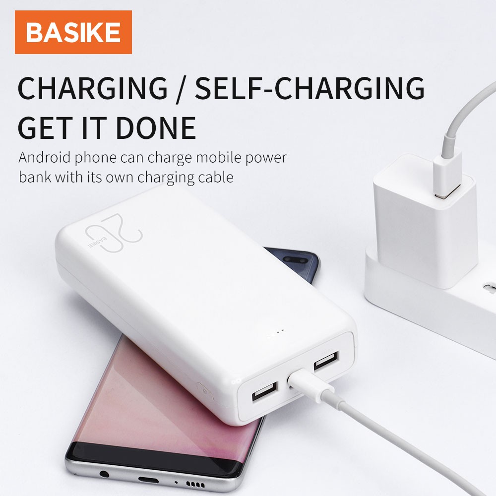 Sạc Dự Phòng BASIKE Dung Lượng 20000mah Tích Hợp Đèn LED Kèm Cáp Sạc