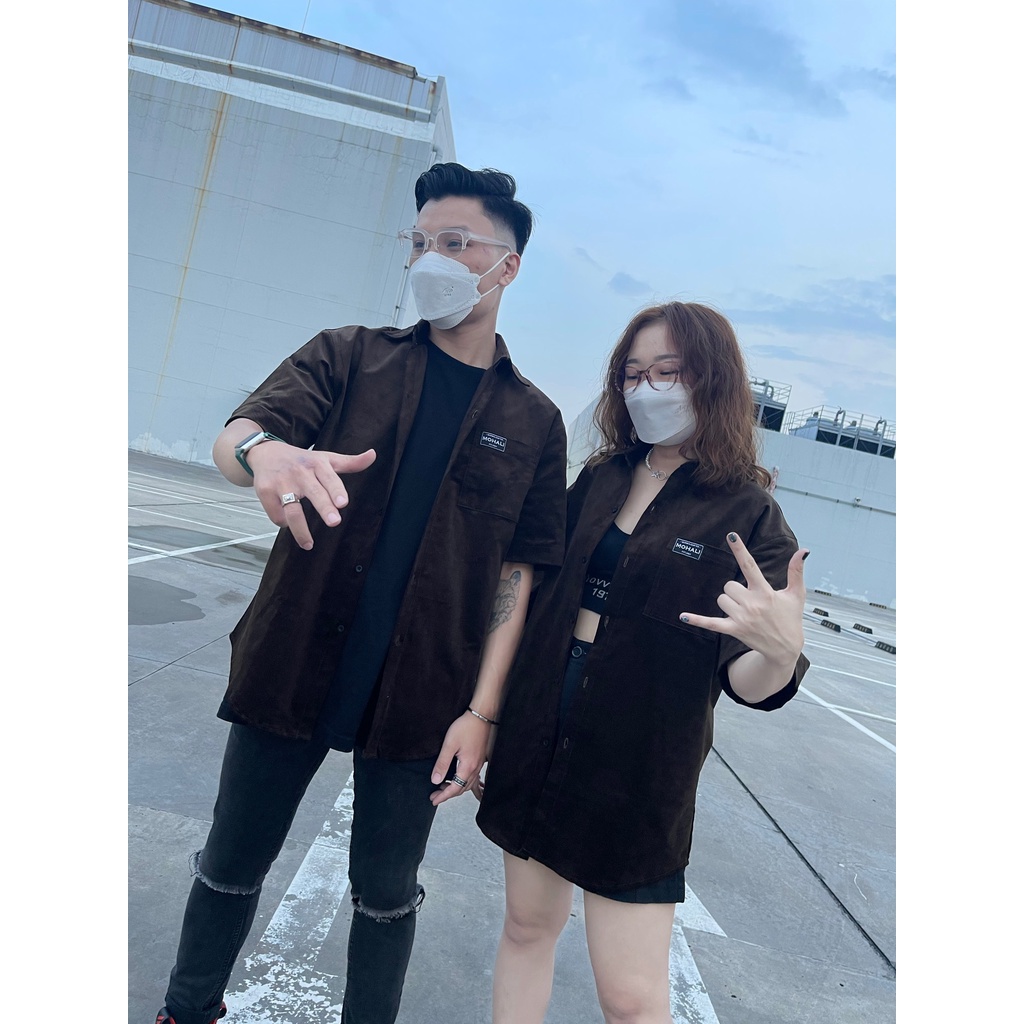 Áo sơ mi nhung tăm tay ngắn nam nữ form rộng thời trang đẹp có nhiều màu hottrend MOHALI TN001