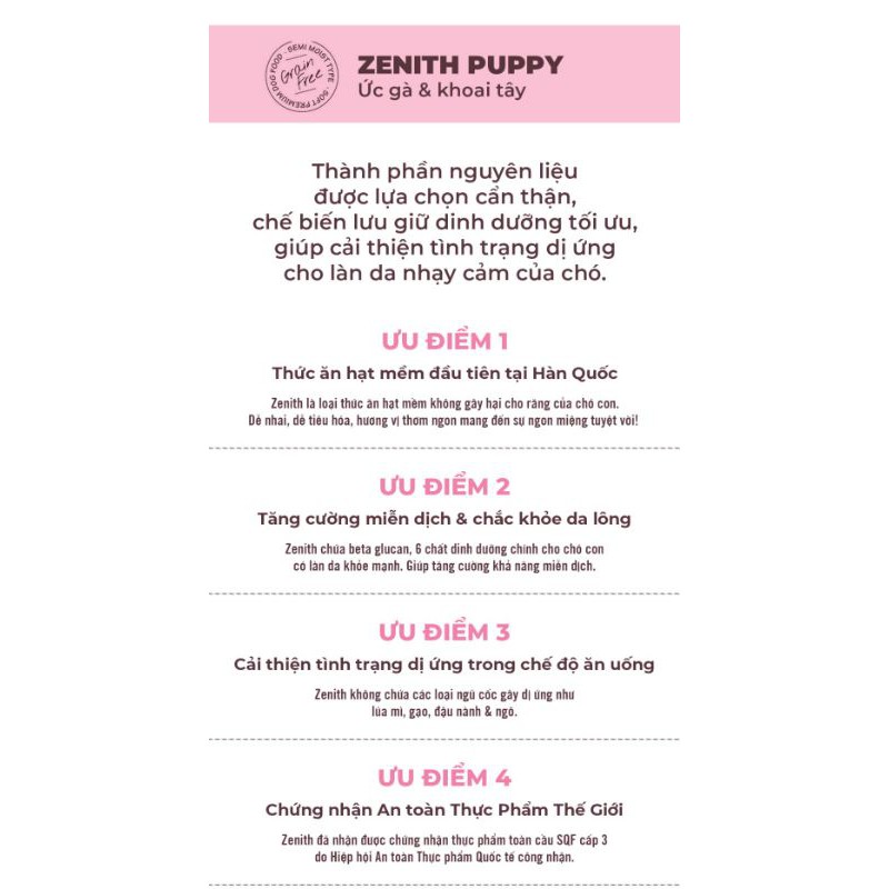 🐕1.2kg🐶THỨC ĂN HẠT MỀM CHÓ CON ZENITH PUPPY hạt mềm, cung cấp độ ẩm cao và lượng muối thấp, thơm ngon, dễ nhai.