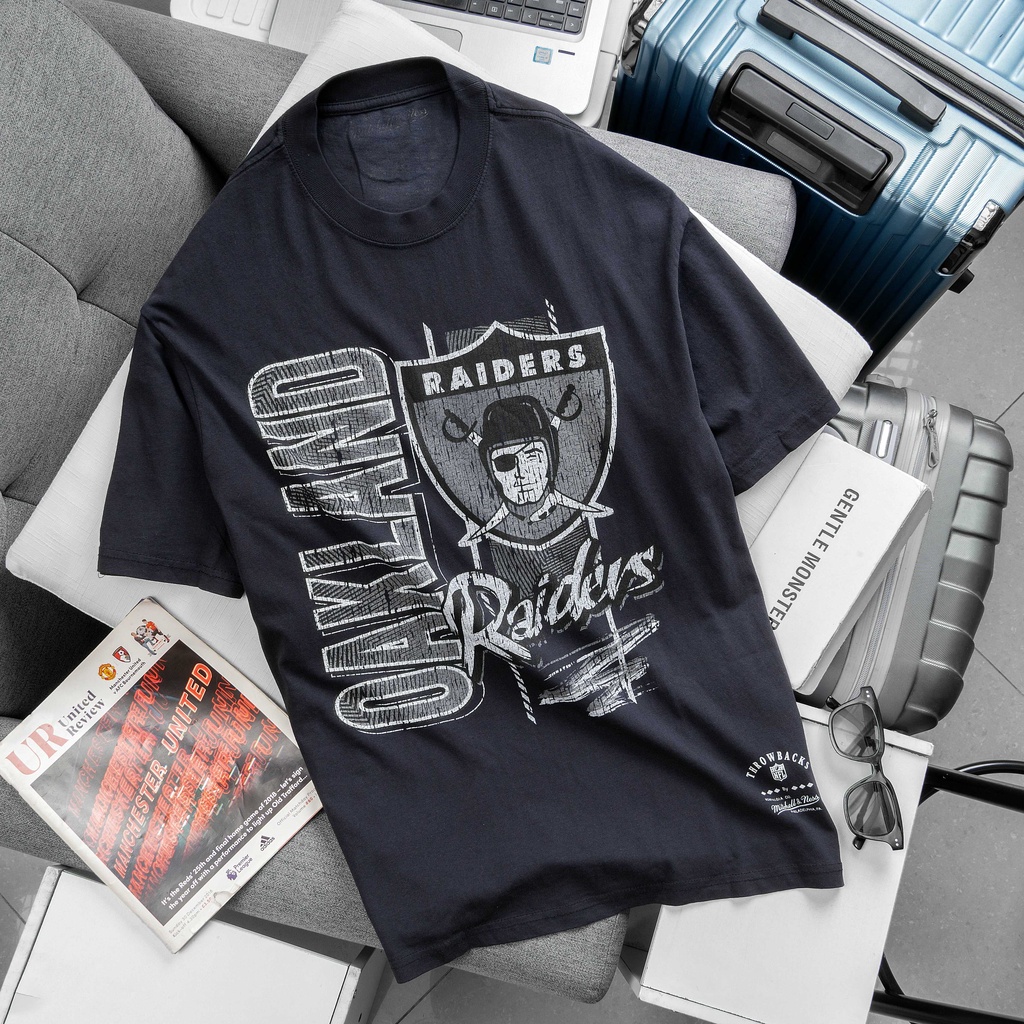 Áo thun M&N-Oakland Raiders Vintage Zig Zag-Đen