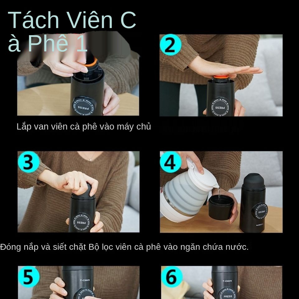 ♂Máy pha cà phê điện cầm tay T-Colors viên nén espresso mini chạy