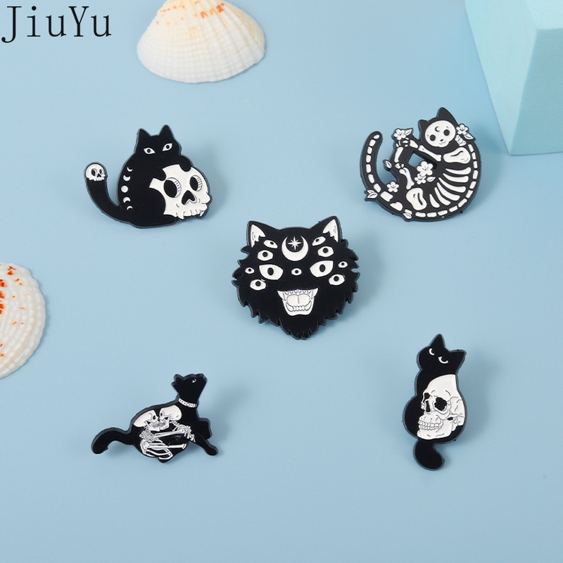 Ghim Cài Áo Kiểu Dáng Mèo Hoạt Hình Phong Cách Punk