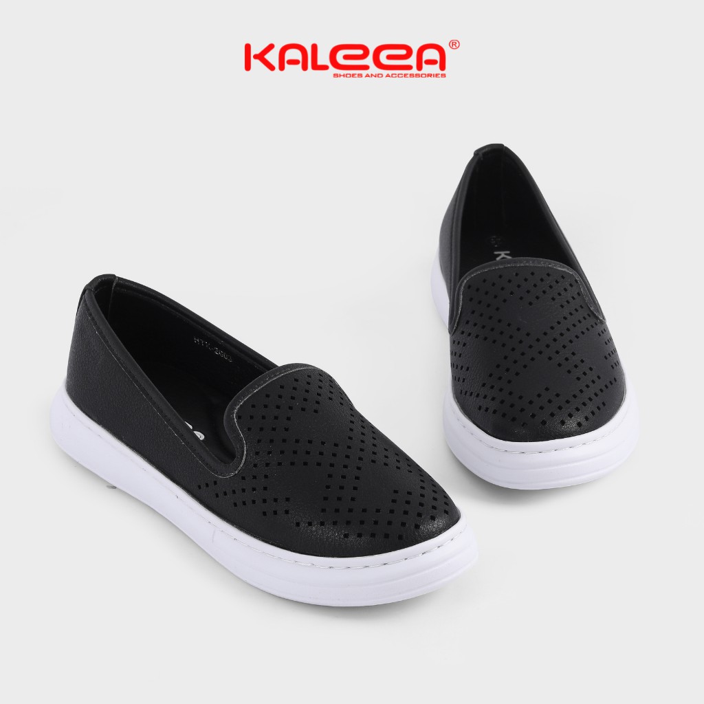 Giày Lười Slip On Nữ Thoáng Khí Kháng Khuẩn KALEEA HTK2003 Chất Liệu Da Bò Đế Đúc Cao Su Ma Sát Cao Chống Mài Mòn Đế