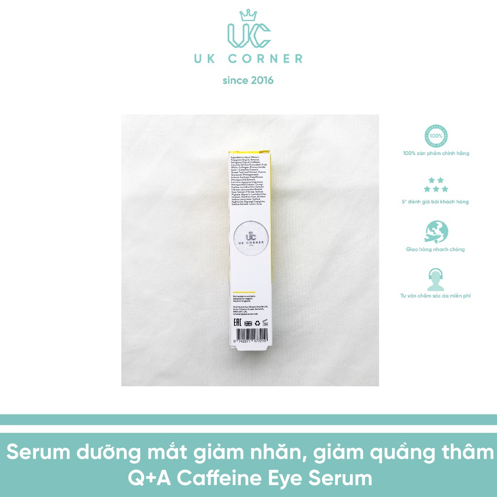 Serum dưỡng mắt giảm nhăn, giảm quầng thâm Q+A Caffeine Eye Serum