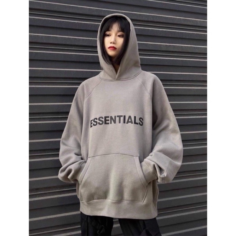Hoodie nỉ bông in chữ Ess màu be siêu xinh ( form rộng mũ 2 lớp )