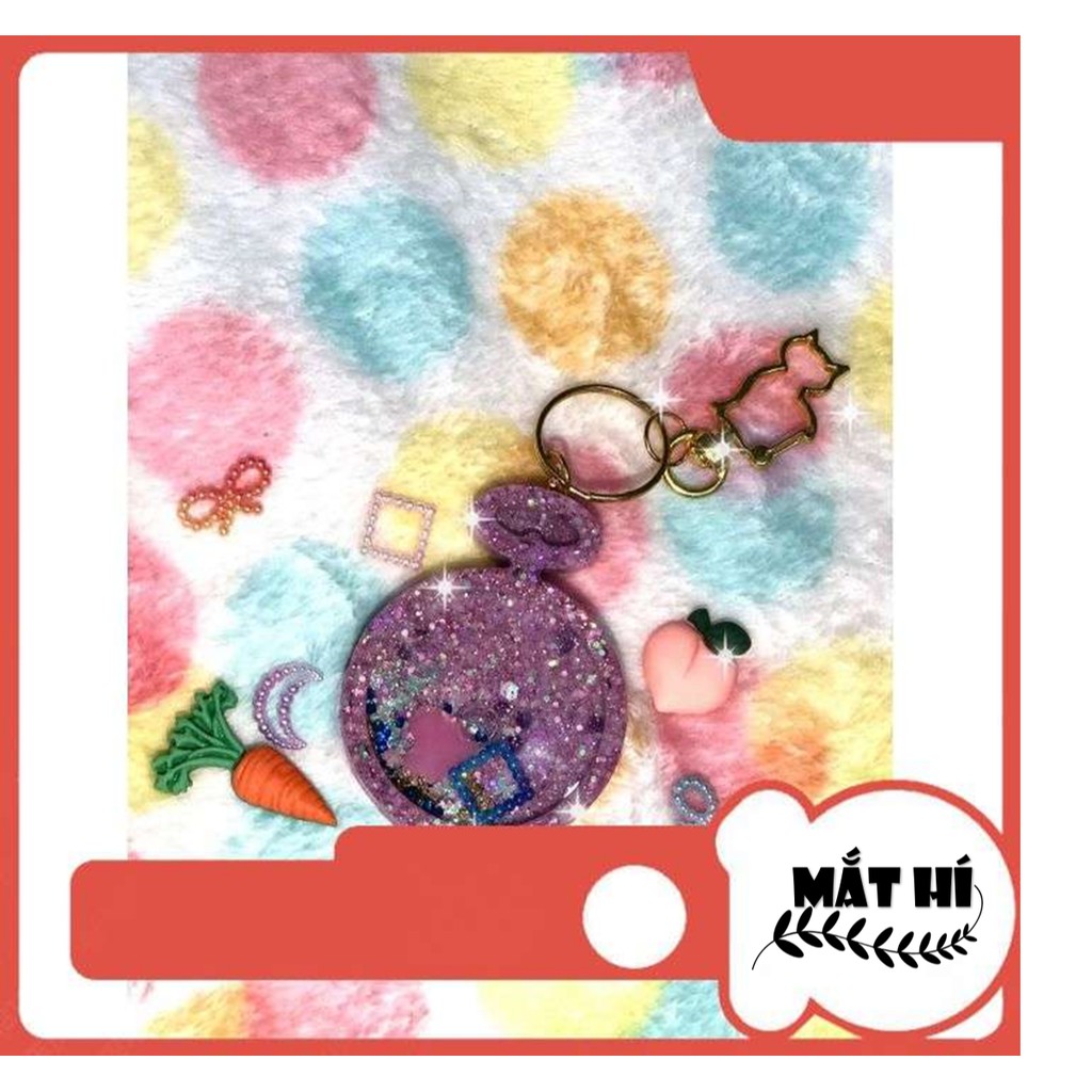 Móc khóa Shaker chai dầu thơm tròn - Làm theo yêu cầu ( Keychain Shaker perfume bottle)