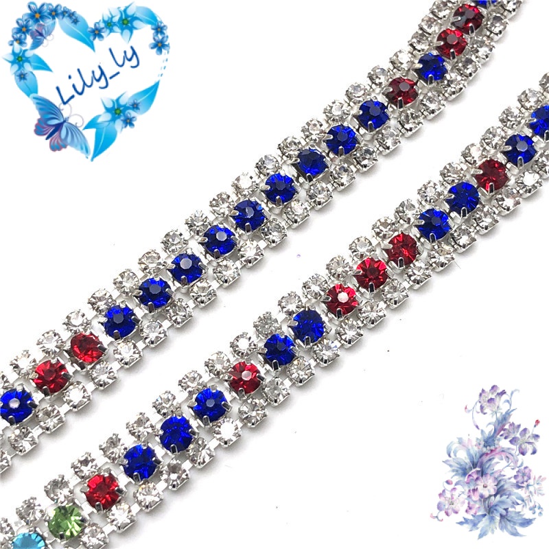 2068080 Bán Trực Tiếp Từ Nhà Máy Chuỗi Xích Kim Cương Giả Ba Hàng Xích Trang Trí Quần Áo Hàn