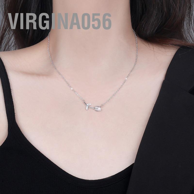 Virgina056 925 Vòng cổ bạc Mô hình hoa Chuỗi xương đòn trang trí cho phụ nữ Cô gái