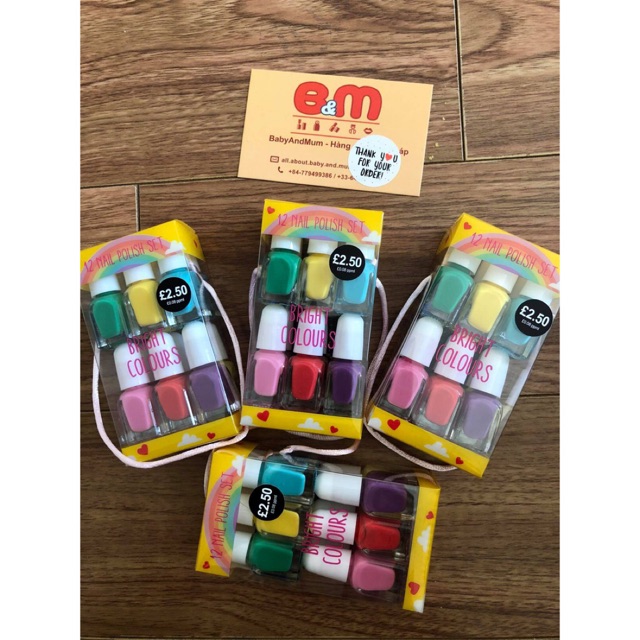 Hàng Pháp - Set sơn móng tay bé gái Primark 12 màu pastel - An toàn cho bé