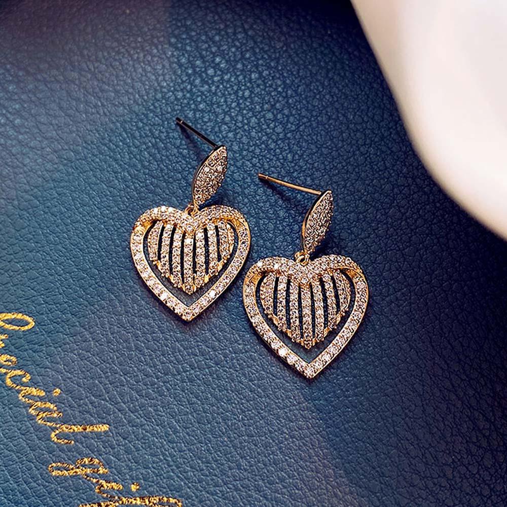 Khuyên Tai Lủng Lẳng Đính Đá Đơn Giản Thời Trang Hàn Quốc Cho Nữ