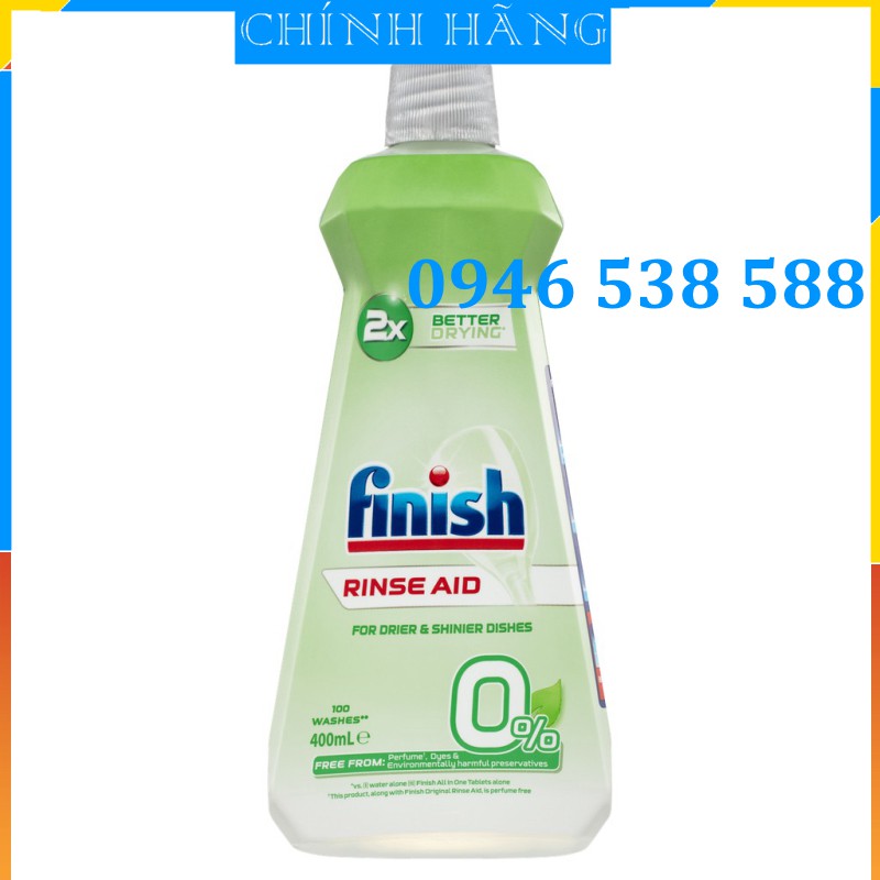 Nước làm bóng Finish Eco 0% 400ml, dung dịch dầu làm bóng bát finish hữu cơ, nước làm bóng bát chén finish eco hữu cơ