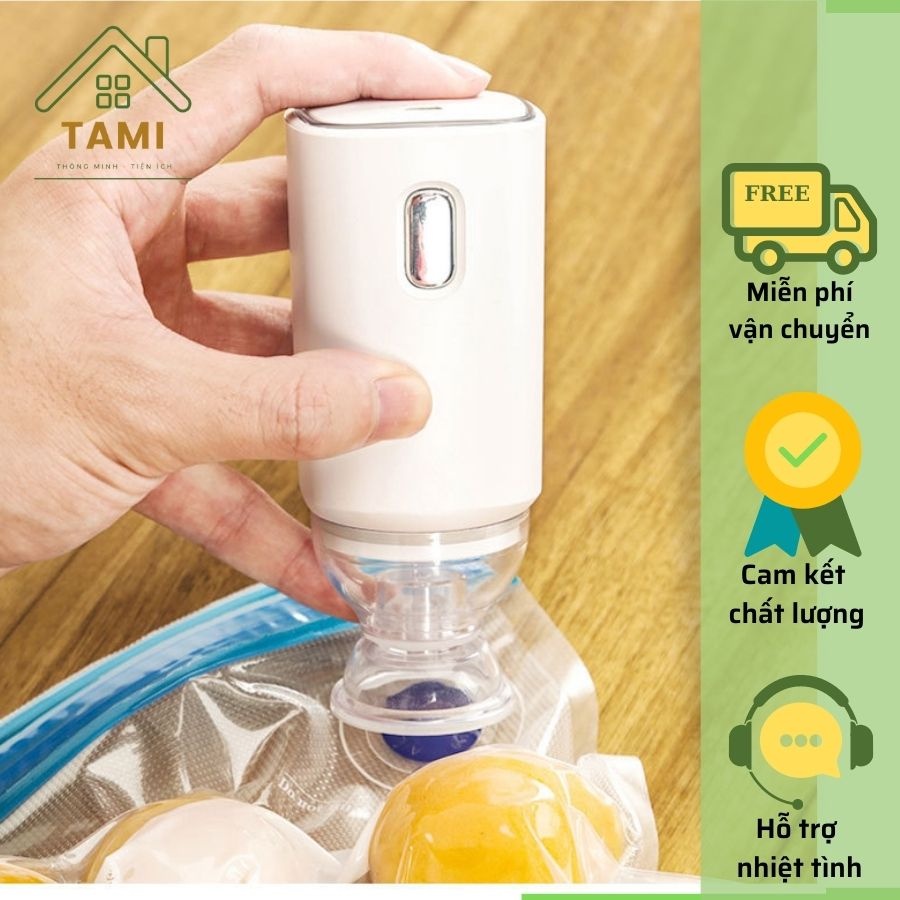 Máy hút chân không thực phẩm mini cầm tay, máy ép chân không hút cực mạnh pin khỏe sạc USB tiện lợi