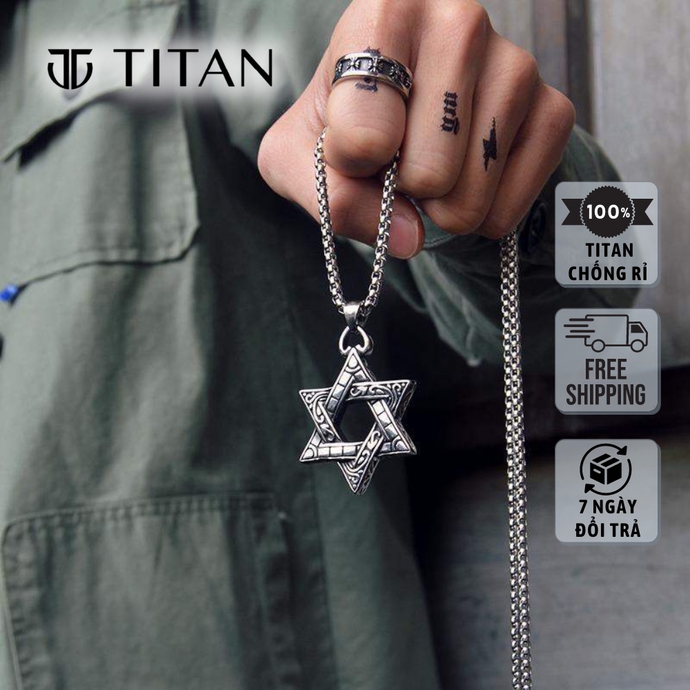 Dây chuyền nam nữ thời trang, vòng cổ Ngôi Sao 6 cánh hipHop TITAN Shop, màu đẹp như bạc 925 chất liệu Titan không gỉ