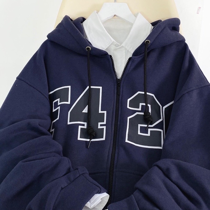 Áo Khoác Hoodie zip nỉ bông F426 màu NÂU/XÁM XANH  Nam nữ unisex/FREESHIP  Áo Hoodie dây kéo form rộng