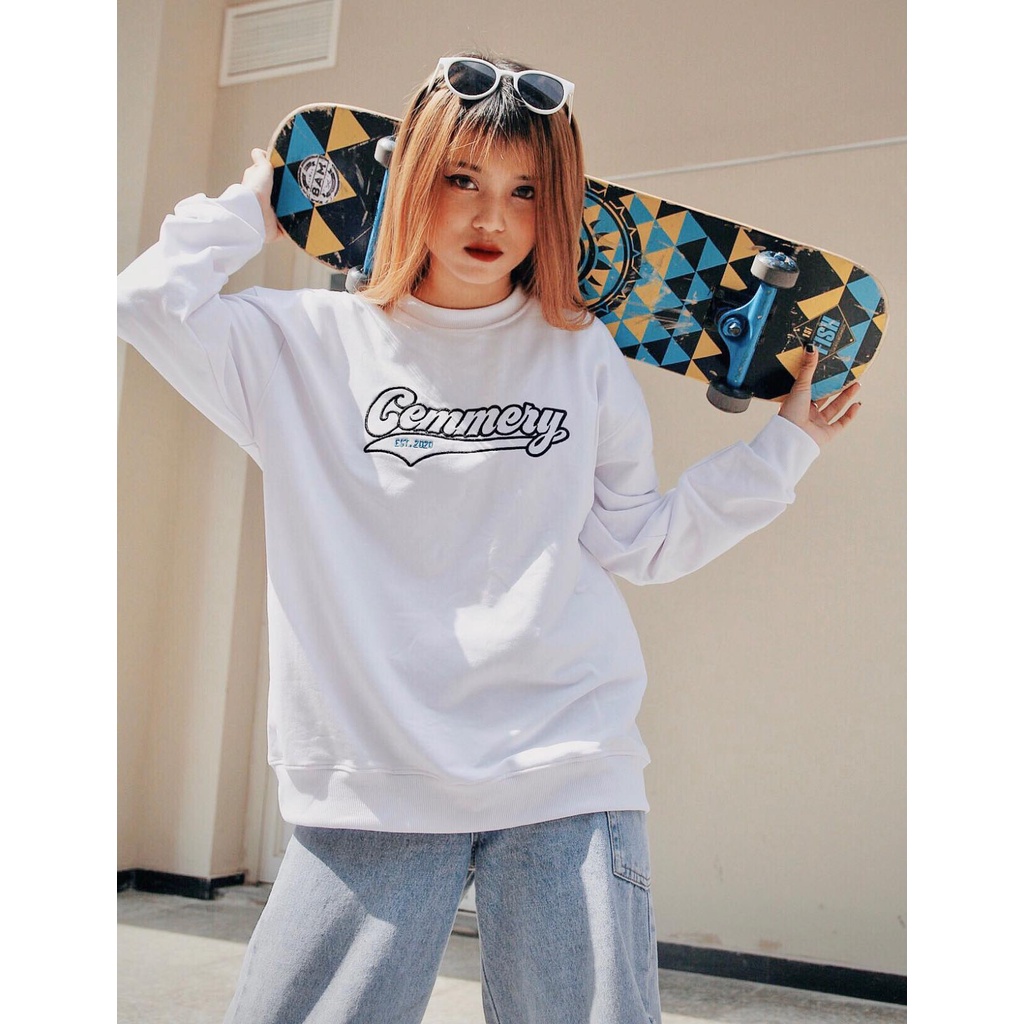 Áo Sweater Gemmery 2 màu đen Unisex, áo nỉ bông,áo cool ngầu nhiều size (N335)