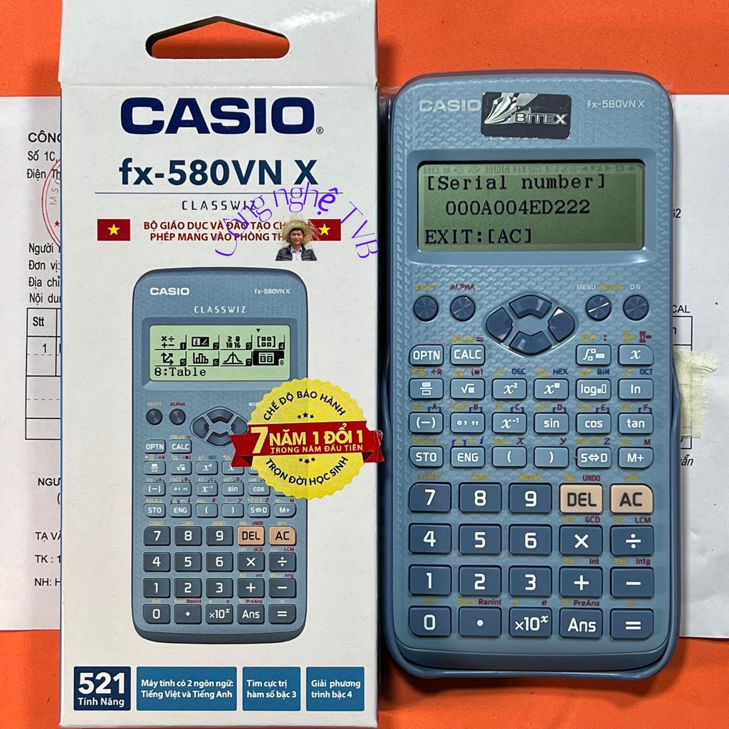 Máy tính casio 580 chính hãng, bảo hành 7 năm, bảo trì trọn đời chỉ có tại Công Nghệ TVB