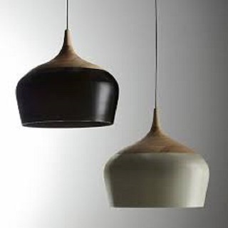 Đèn thả chao nhôm nắp vân gỗ phi 32( trắng)