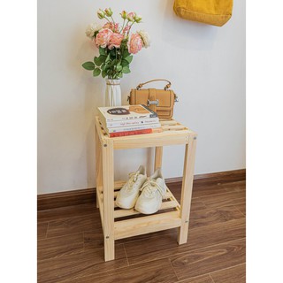 Kệ tab đầu giường gỗ thông cao cấp - 2 tầng cao cấp lắp ráp cực dễ dàng, decor phòng siêu xinh - Lỗi 1 đổi 1 BTC.8686