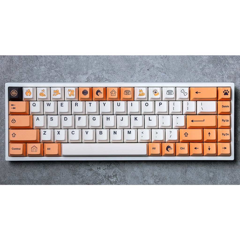 Bộ keycap PBT Mika Dog Theme, Soy Milk in Dye-sub nút bàn phím cơ - cherry profile - phù hợp các layout bàn phím cơ bản