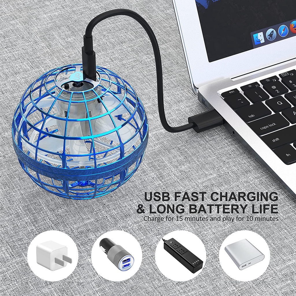 Đồ Chơi Quả Cầu Bay Điều Khiển Từ Xa Có Đèn RGB Xoay 360 Độ° Đĩa Bay UFO Xoay An Toàn Cho Trẻ Em Và Người Lớn