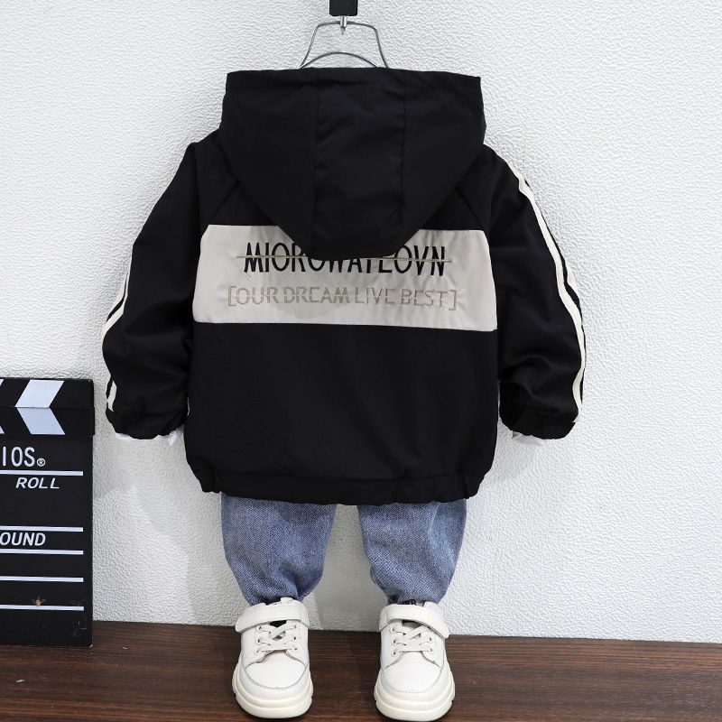 Áo Khoác Có Mũ Trùm Phối Màu Tương Phản Thời Trang Hàn Quốc Cho Bé Trai