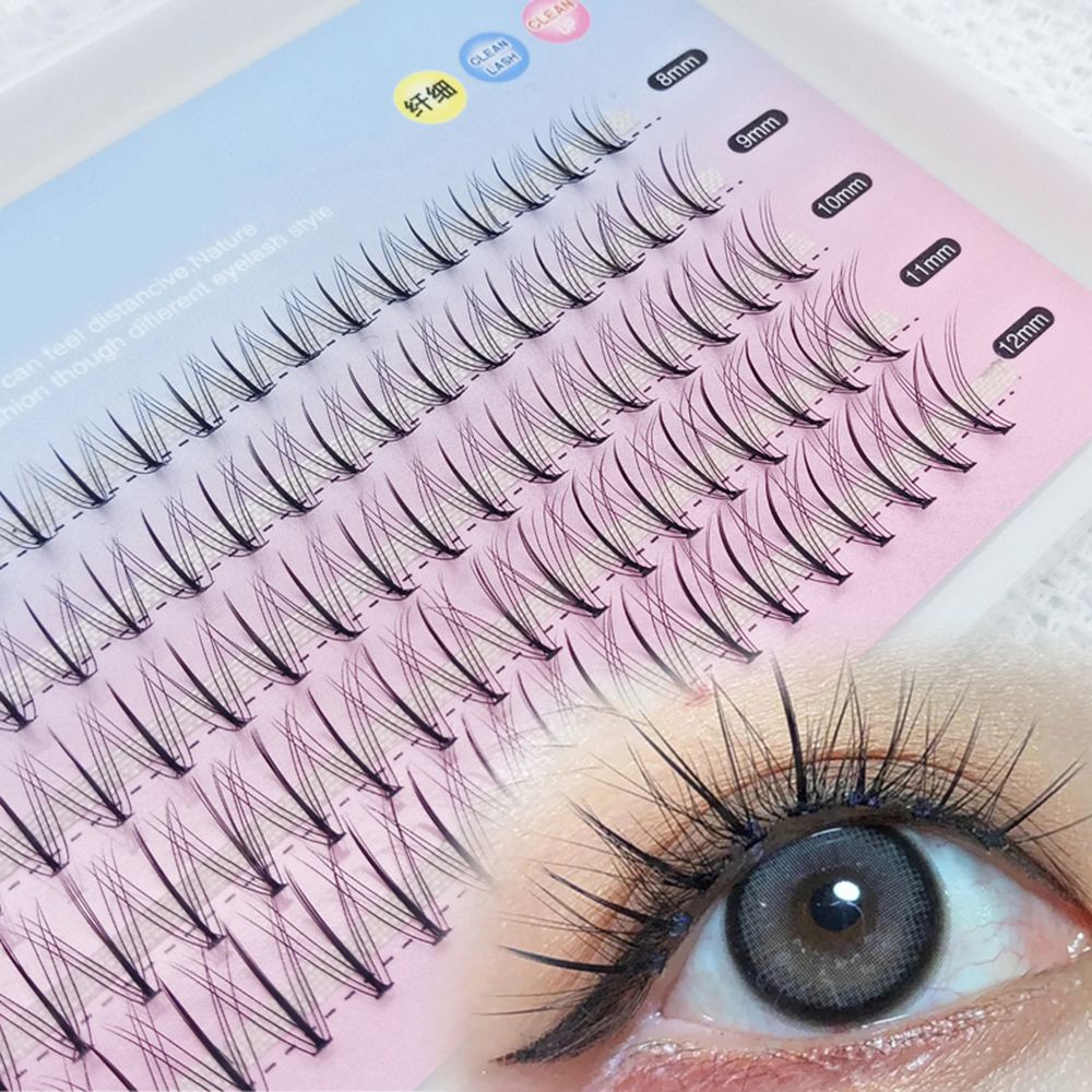 [Hàng mới về] Hộp 100 cụm lông mi giả 3D hình quạt sợi mềm cuống mi trung bình dùng để nối lông mi dài lâu