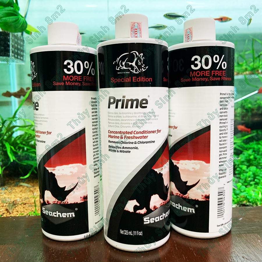 Khử Độc Nước Hồ Cá Tép SEACHEM Prime - Khử Clo nước máy, Cloramin, Amoniac, NO2, NO3, kim loại nặng - 8m2