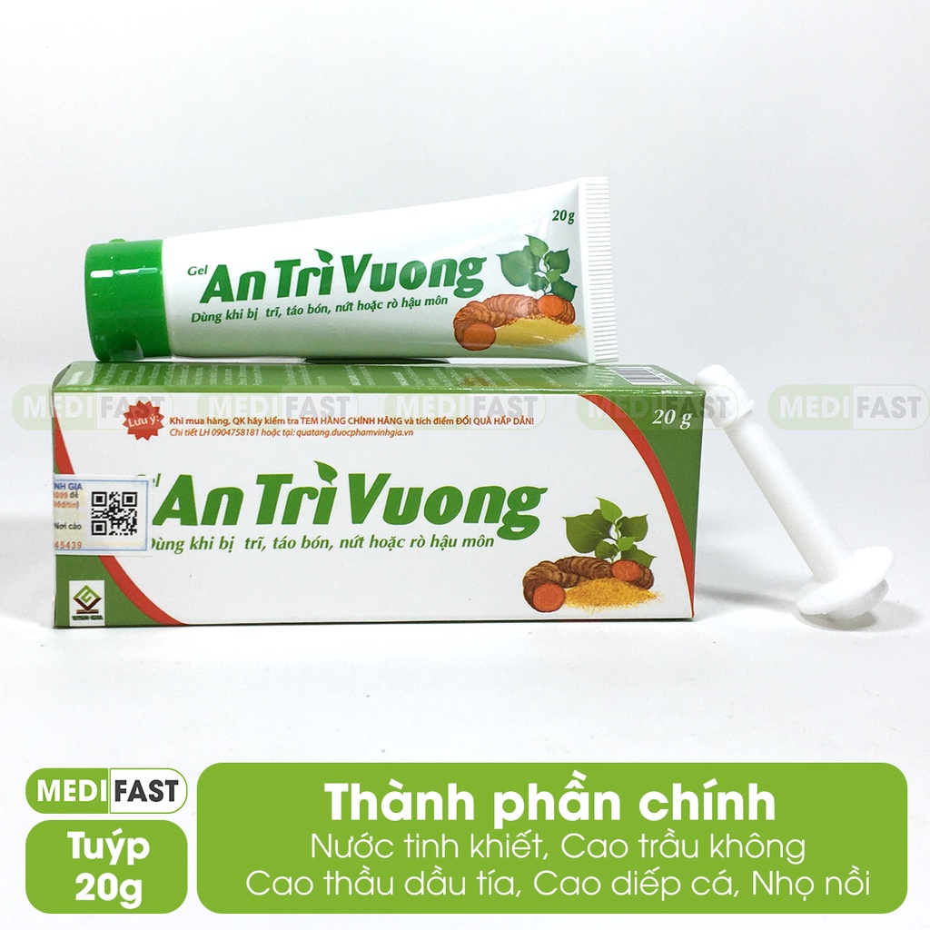 Gel bôi An Trĩ Vương tuýp 20g - Dùng khi bị trĩ, giảm táo bón từ thảo dược - Có tem tích điểm tặng quà