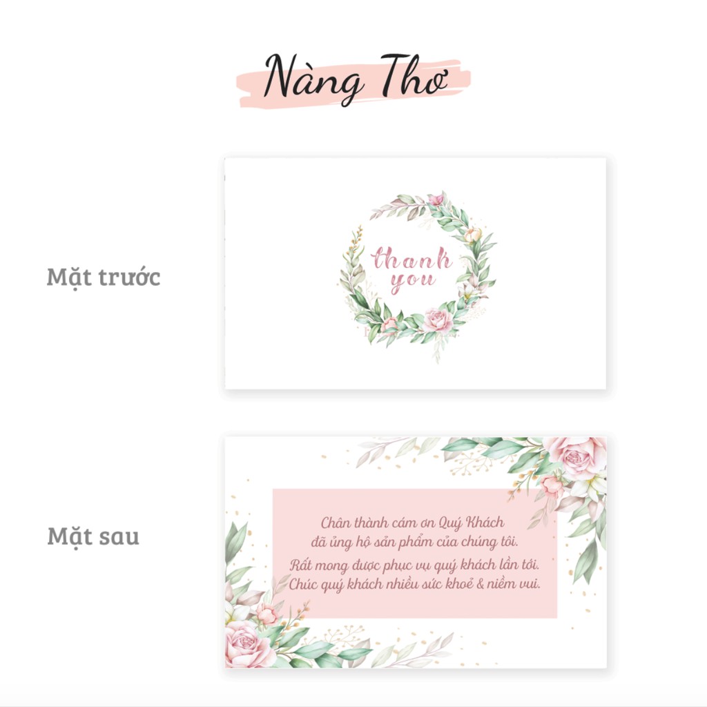 [Mã LIFEBOOK2 giảm 10% đơn 0Đ] 100 THẺ THANK YOU_CARD CÓ SẴN_THIẾT KẾ NÀNG THƠ