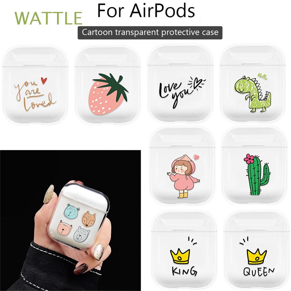 Vỏ bọc silicone bảo vệ hộp tai nghe in hình ảnh xinh xắn dễ thương cho Apple AirPods 1 2