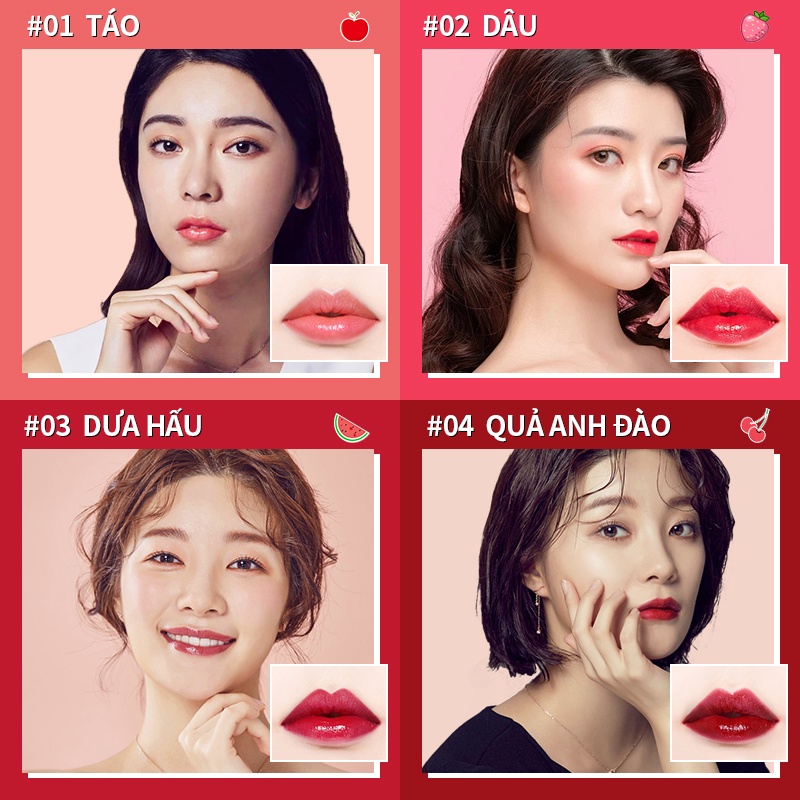 Set 4 son kem BAYFREE màu sắc nhung lì dạng lỏng sáng bóng mềm mịn dùng làm kem má hồng được