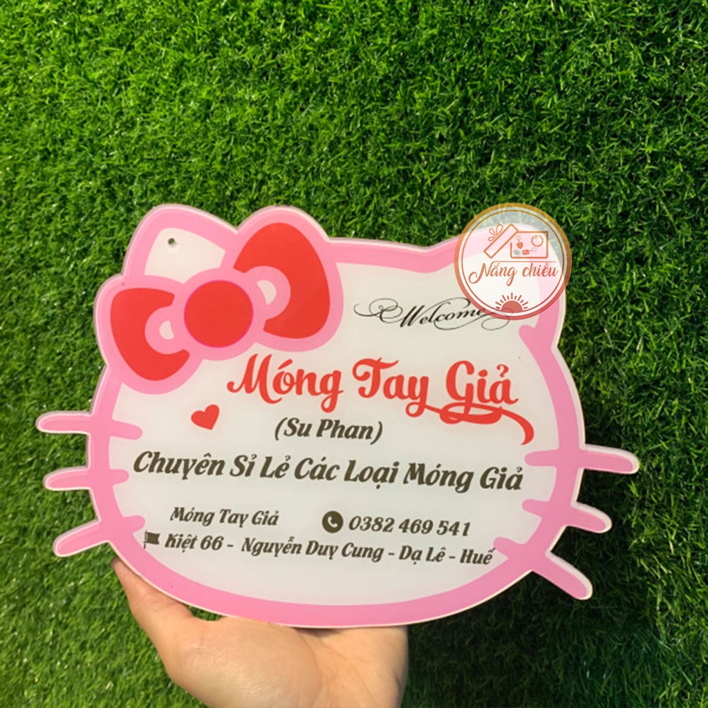 Bảng hiệu mica bán hàng - Mẫu Kitty hồng xinh xắn - thiết kế theo yêu cầu