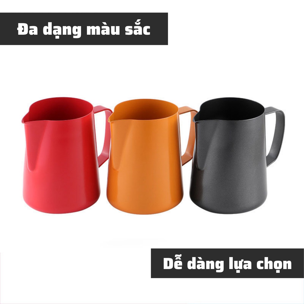 Ca đánh sữa lạnh Inox 304 cao cấp dung tích 350-600ml pha latte tạo hình nghệ thuật cà phê Espresso