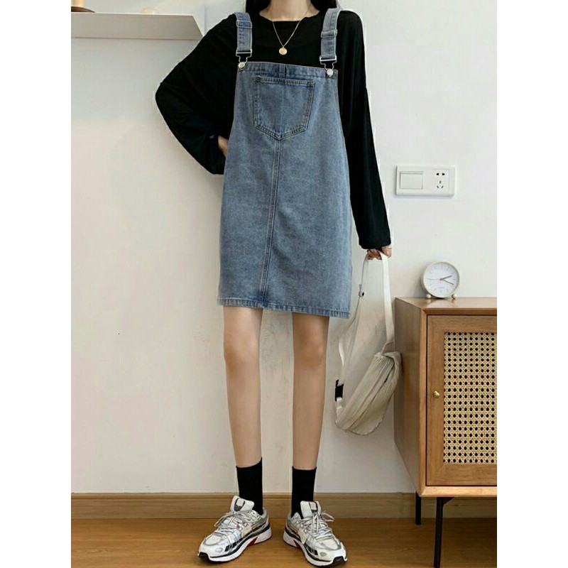 [ oder  ] Váy yếm jeans uzllang túi ngực cho nữ kèm ảnh thật | BigBuy360 - bigbuy360.vn