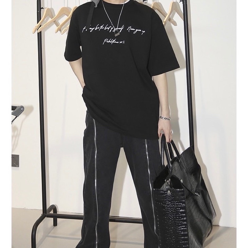 Áo thun tay lỡ nam nữ,in chữ Paki 2 màu