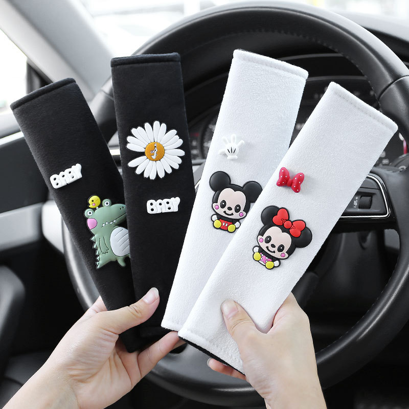 Vỏ Bọc Dây Đai An Toàn Xe Hơi Hình Mickey / Minnie / Doraemon Nhồi Bông Mềm Mại