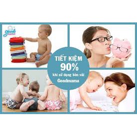 Bỉm vải Goodmama size M, L cho bé 3-20kg - Siêu chống tràn, vải mềm mịn, thoáng mát, có thể giặt