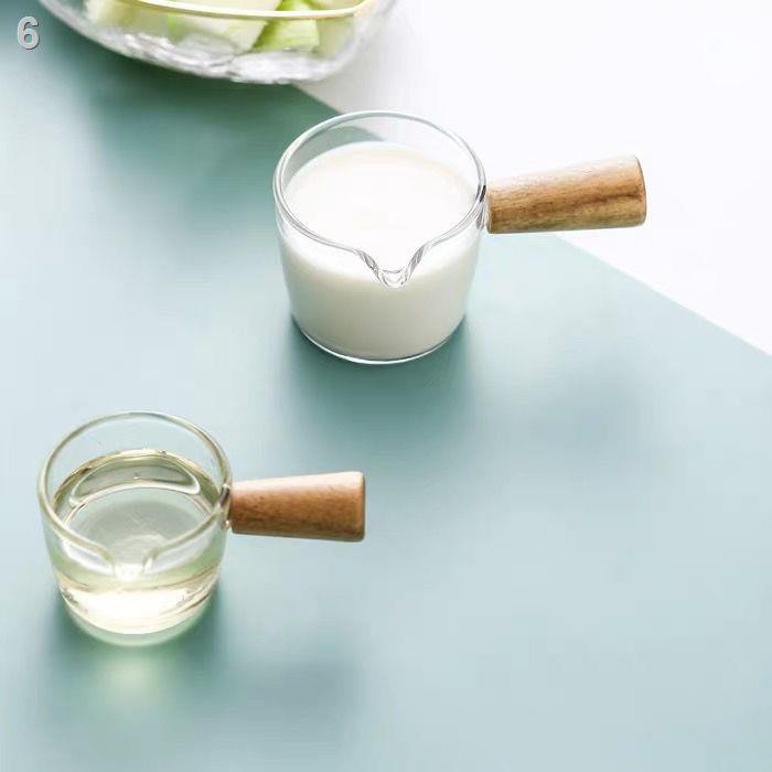 Thủy tinh borosilicat cao kiểu Nhật có tay cầm Cốc đựng sữa nhỏ mini, sữa, bình cầm, đĩa nước sốt, dụng cụ pha cà ph