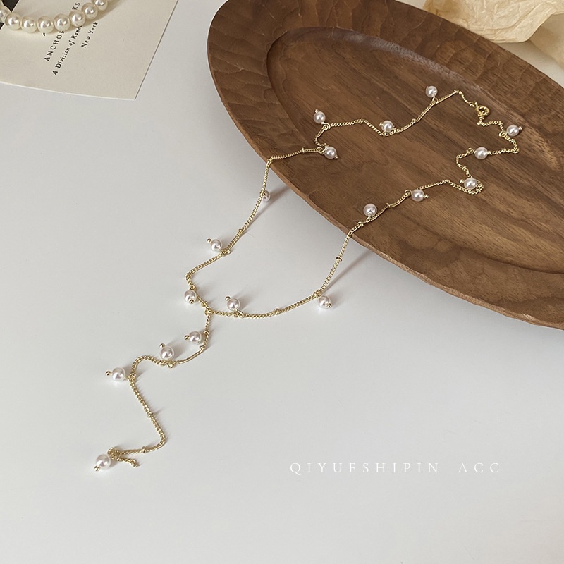 Vòng cổ Dáng Dài Đính Ngọc Trai Nhân Tạo Thời Trang