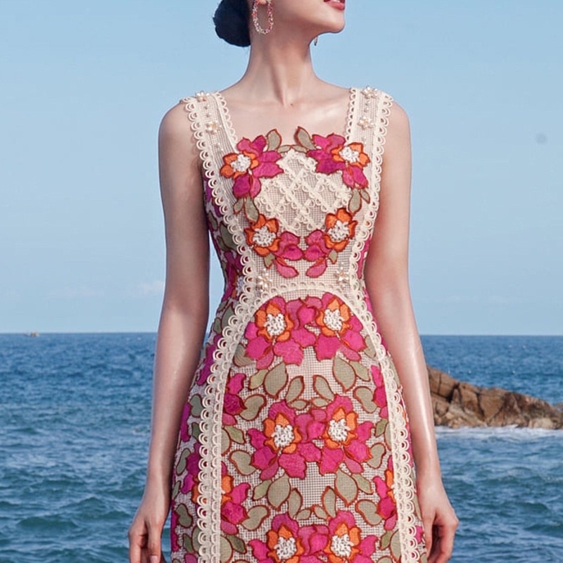 Đầm maxi ren thêu hoa cao cấp