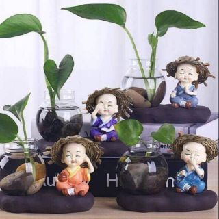 BỘ TƯỢNG 4 CHÚ TIỂU KÈM BÌNH (CÓ NÓN)