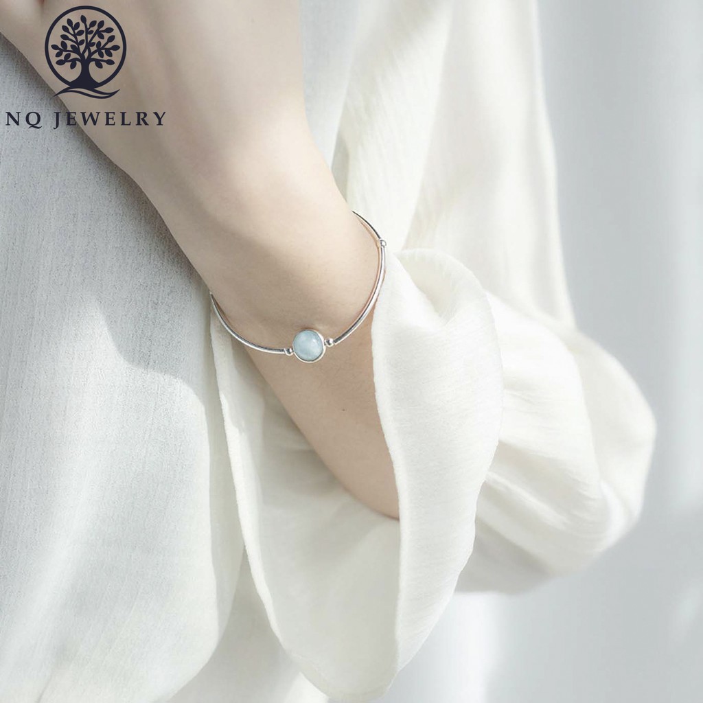 Lắc bạc phối hạt xanh biển - NQ Jewelry