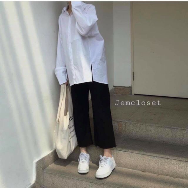 🌪Sơ Mi Tay Dài Trắng Xẻ Tà | BigBuy360 - bigbuy360.vn