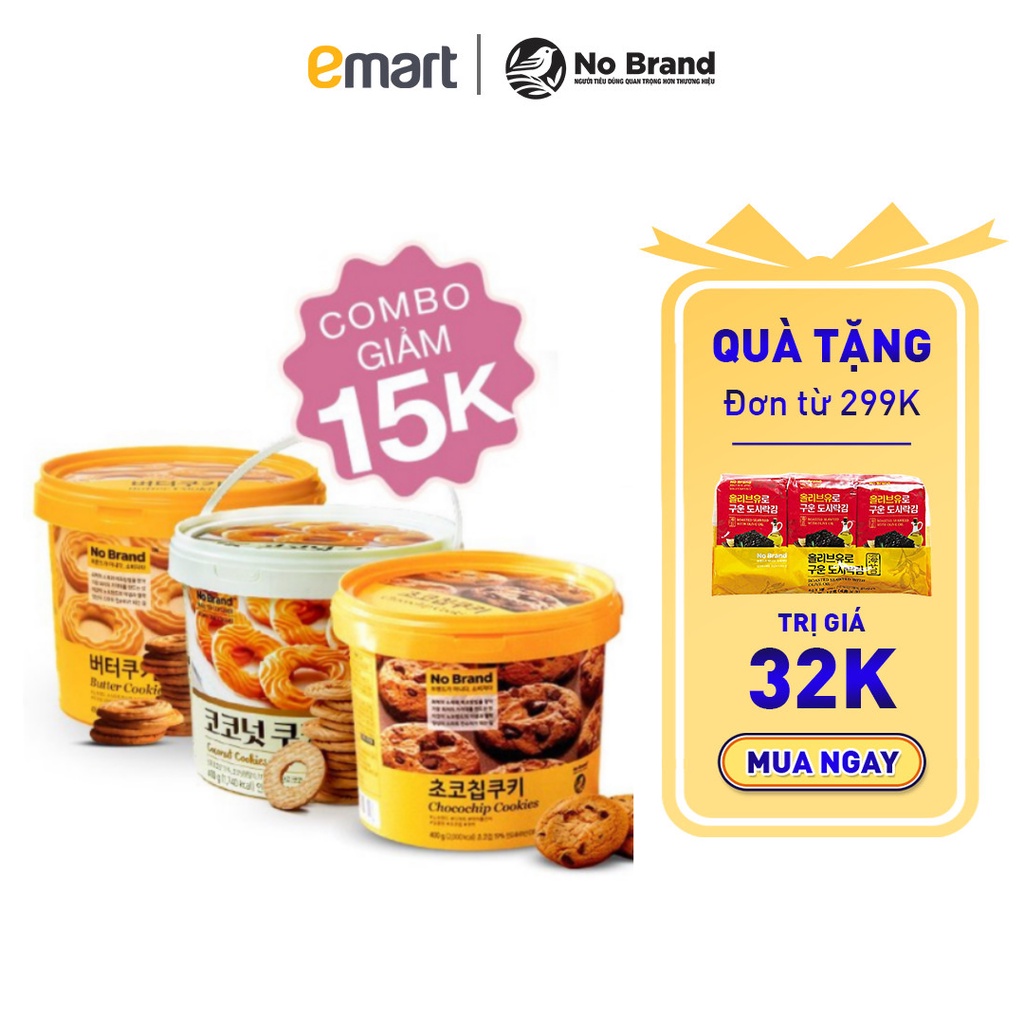 Bánh Quy Xô Vị Chocochip + Vị Bơ + Vị Dừa No Brand 400G - Emart VN