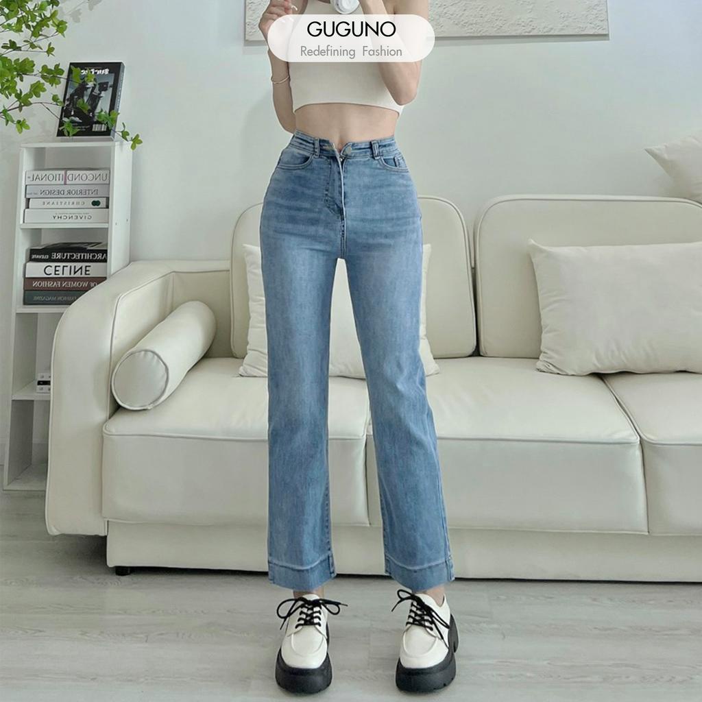 Quần jeans nữ ống rộng Guguno (Mẫu thật)