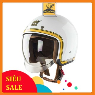 Nón bảo hiểm 3/4 Royal M139 - Trắng chỉ vàng - BH 12 tháng
