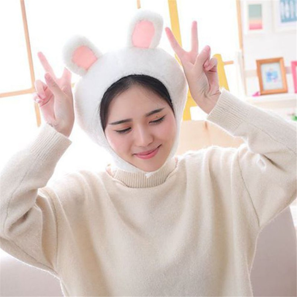 Nón Trùm Đầu Giữ Ấm Hình Tai Thỏ Dễ Thương Thời Trang Thu Đông Cho Nam Và Nữ
