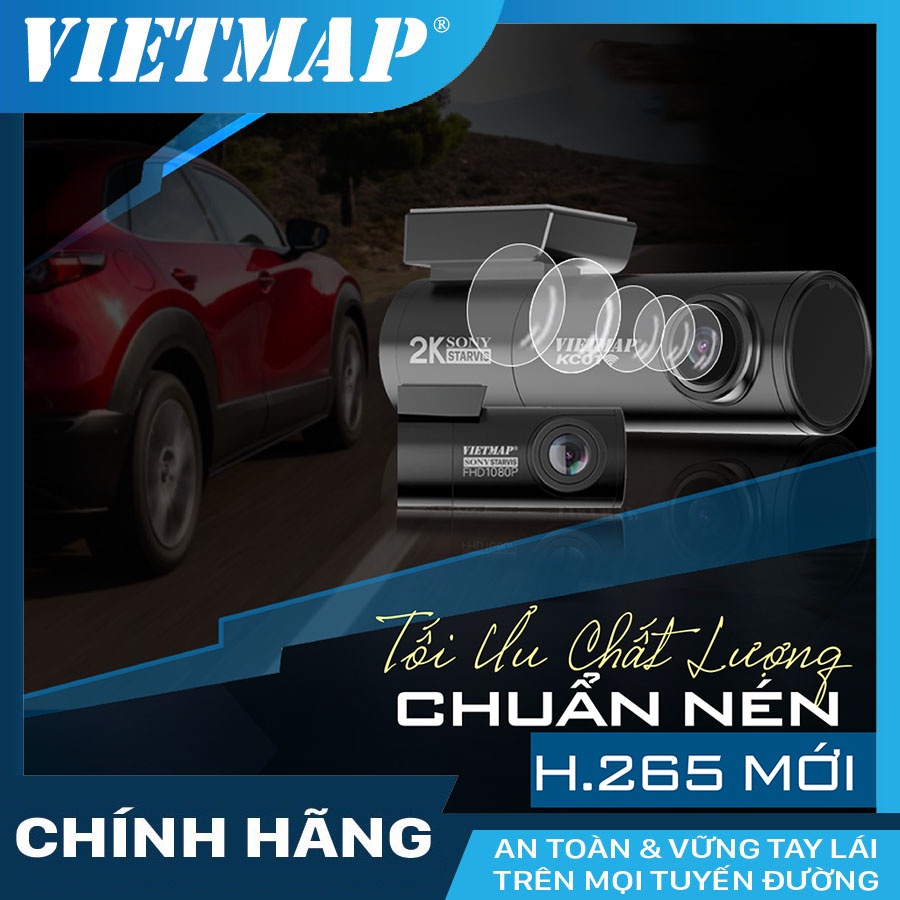 Camera Hành Trình Vietmap KC01 PRO Kết Nối Wifi Cảnh Báo Giao Thông Bằng Giọng Nói + KM thẻ 64/128GB