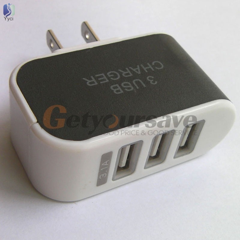 Cóc sạc điện thoại 3 cổng USB nguồn AC phích cắm US tiện dụng khi du lịch