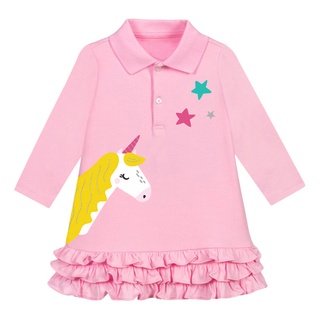 Mã SY0044 váy ngưa pony dài tay cổ polo phối chân váy điệu của Little Maven cho bé gái